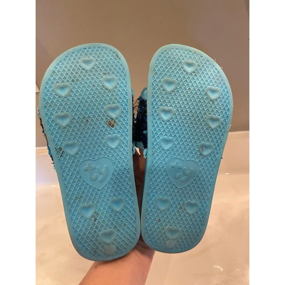 Blue Sequin Slush the dog  Beanie Baby’s  Boo's Collection Slides Shoe‎ Size 1-3